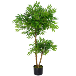 Leaf Ficus Artificial Tree in Pot 100cm - Size: 100 x 60 x 60cm - Green - Wilko - thumbnail 1