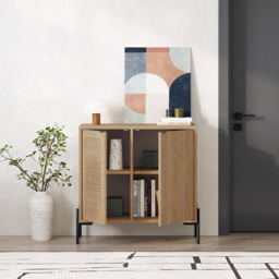 FWStyle Naïve 2 Door Oak Laser Cut Sideboard - Size: 80 x 80 x 40cm - Brown - Wilko - thumbnail 5