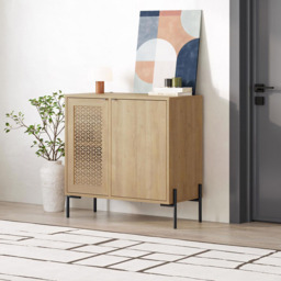 FWStyle Naïve 2 Door Oak Laser Cut Sideboard - Size: 80 x 80 x 40cm - Brown - Wilko - thumbnail 6