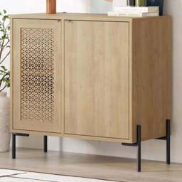 FWStyle Naïve 2 Door Oak Laser Cut Sideboard - Size: 80 x 80 x 40cm - Brown - Wilko