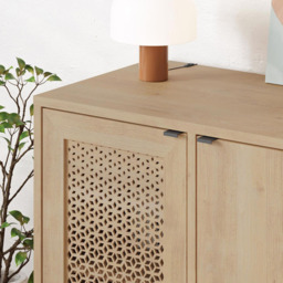 FWStyle Naïve 2 Door Oak Laser Cut Sideboard - Size: 80 x 80 x 40cm - Brown - Wilko - thumbnail 4