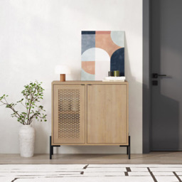 FWStyle Naïve 2 Door Oak Laser Cut Sideboard - Size: 80 x 80 x 40cm - Brown - Wilko - thumbnail 7