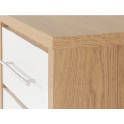 Seconique Seville 5 Drawer White Gloss Light Oak Effect Veneer Narrow Chest of Drawers - Wilko - thumbnail 6