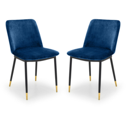 Julian Bowen Delaunay Set of 2 Blue Dining Chair - Wilko - thumbnail 3