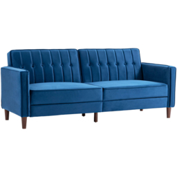 HOMCOM 3 Seater Blue Velvet Button Tufted Sofa Bed - Wilko - thumbnail 3