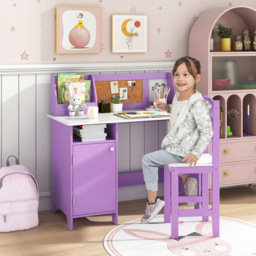 Costway Single Door Single Shelf Purple Kids Table and Chair Set with Hutch - Size: 90 x 45 x 86cm - Wilko - thumbnail 6