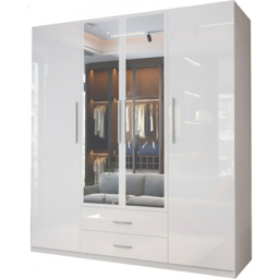 Sliding Wardrobes 4U 4 Door 2 Drawer White High Gloss Hinge Door Wardrobe 160cm - Size: 4 Door, 2 Drawer - Wilko - thumbnail 3