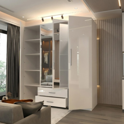 Sliding Wardrobes 4U 4 Door 2 Drawer White High Gloss Hinge Door Wardrobe 160cm - Size: 4 Door, 2 Drawer - Wilko - thumbnail 4