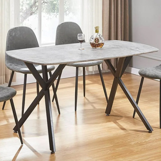 Seconique Athens 4 Seater Rectangular Dining Table Concrete Grey - Wilko - image 1