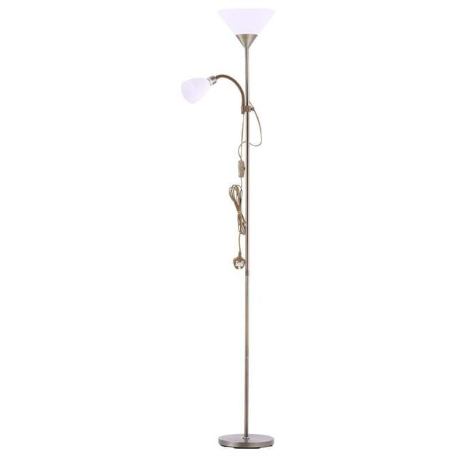 Living and Home 2 Head Tall Floor Lamp with Button Switch-Bronze - Size: 175x23x23cm - Brown - Wilko - image 1