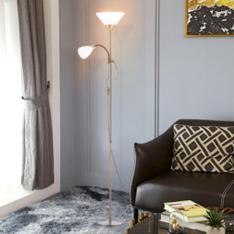 Living and Home 2 Head Tall Floor Lamp with Button Switch-Bronze - Size: 175x23x23cm - Brown - Wilko - thumbnail 3