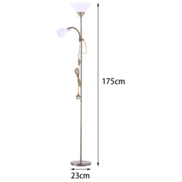 Living and Home 2 Head Tall Floor Lamp with Button Switch-Bronze - Size: 175x23x23cm - Brown - Wilko - thumbnail 6