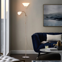 Living and Home 2 Head Tall Floor Lamp with Button Switch-Bronze - Size: 175x23x23cm - Brown - Wilko - thumbnail 5