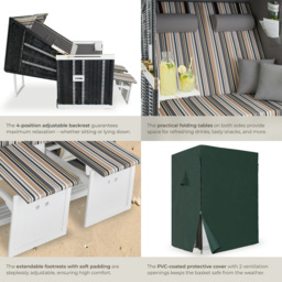 tectake Sylt Black Grey and Brown Beach Chair with Cushions and Cover - Size: 158 x 78 x 115cm - Wilko - thumbnail 6