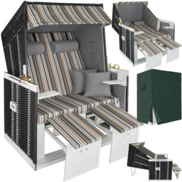 tectake Sylt Black Grey and Brown Beach Chair with Cushions and Cover - Size: 158 x 78 x 115cm - Wilko - thumbnail 3