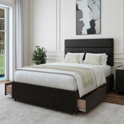 Bedmaster Double Charcoal Linen 2 Drawer Divan Base - Grey - Wilko - thumbnail 3