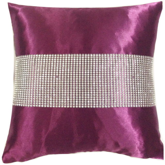 Velosso Manhattan Diamante Plum Filled Cushion 43 x 43cm 2 Pack - Purple - Wilko - image 1