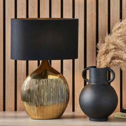 Pacific Lifestyle Gemini Gold Etched Ceramic Table Lamp - Wilko - thumbnail 3