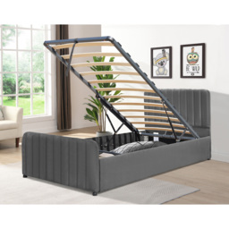 Comfy Living Single Dark Grey Brushed Velvet Gas Lift Ottoman Bedframe - Wilko - thumbnail 4