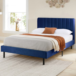 Aspire Furniture Rosella Super King Size Navy Plush Velvet Bed Frame - Blue - Aspire Beds - Wilko