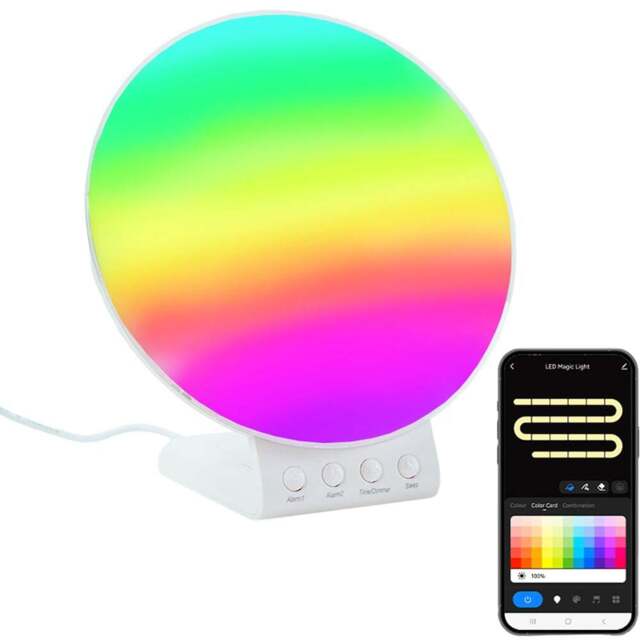 ValueLights Smart App-Control Sunrise Alarm Clock Table Lamp - Size: 18 x 14 x 18.5cm - White - Wilko - image 1