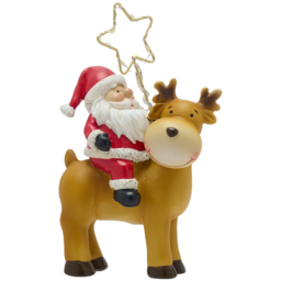 The Christmas Gift Co Santa On a Reindeer with LED Star - Size: 17 x 6 x 9.5cm - Brown - The Christmas Gift Co. - Wilko - thumbnail 3