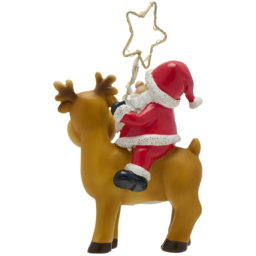 The Christmas Gift Co Santa On a Reindeer with LED Star - Size: 17 x 6 x 9.5cm - Brown - The Christmas Gift Co. - Wilko - thumbnail 4