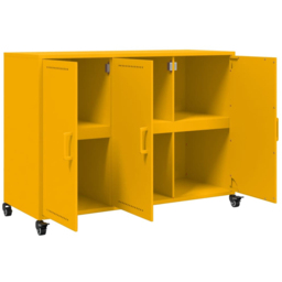 vidaXL 3 Door Mustard Yellow Metal Sideboard - Size: 72 x 100.5 x 39cm - Wilko - thumbnail 7