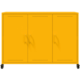 vidaXL 3 Door Mustard Yellow Metal Sideboard - Size: 72 x 100.5 x 39cm - Wilko - thumbnail 4