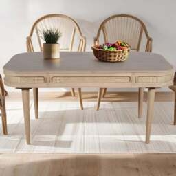 Brooklyn Valencia 8 Seater Cane and Mango Wood Dining Table - Brown - Wilko - thumbnail 1