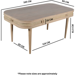 Brooklyn Valencia 8 Seater Cane and Mango Wood Dining Table - Brown - Wilko - thumbnail 7