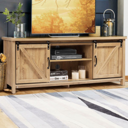 Costway 2 Door 2 Shelf Orange TV Unit - Size: 164 x 47 x 18cm - Wilko - thumbnail 1