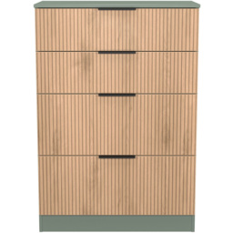 Crowndale Java 4 Drawer Slatt Effect and Reed Green Deep Chest of Drawer - Wilko - thumbnail 3