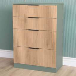 Crowndale Java 4 Drawer Slatt Effect and Reed Green Deep Chest of Drawer - Wilko - thumbnail 1