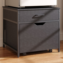 Living and Home 2 Drawer Black Wooden Mini Refrigerator Stand - Size: 57 x 58 x 55cm - Wilko