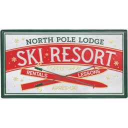 Ski Resort Wall Art Green and Red - Santa's Chalet - Wilko