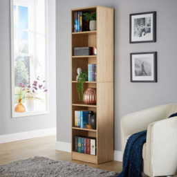 Home Source Clara 6 Shelf Oak Narrow Bookcase - Brown - Wilko - thumbnail 7