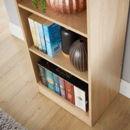 Home Source Clara 6 Shelf Oak Narrow Bookcase - Brown - Wilko - thumbnail 6