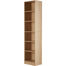 Home Source Clara 6 Shelf Oak Narrow Bookcase - Brown - Wilko - thumbnail 3