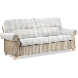 Desser Clifton 3 Seater Natural Rattan Check Fabric Sofa - Grey - Wilko - thumbnail 3