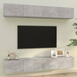 vidaXL 8 Door Concrete Grey Wall Mounted TV Cabinet Set of 4 - Size: 30 x 100 x 30cm - Wilko - thumbnail 1