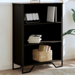 vidaXL 3 Shelf Black Bookcase - Size: 106 x 31 x 80cm - Wilko - thumbnail 1