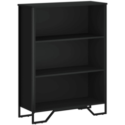 vidaXL 3 Shelf Black Bookcase - Size: 106 x 31 x 80cm - Wilko - thumbnail 3