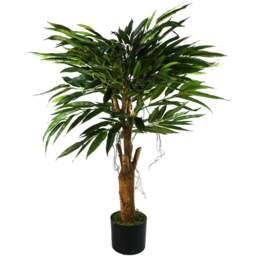 Botanik Longifolia Ficus Natural Trunk Artificial Tree in Pot 3ft - Size: 100 x 90 x 90cm - Green - Wilko