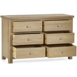 Julian Bowen Memphis 6 Drawer Limed Oak Wide Chest of Drawers - Wood - Wilko - thumbnail 5
