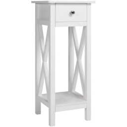 Living and Home Single Drawer Single Shelf Slim Side Table - White - Wilko - thumbnail 3