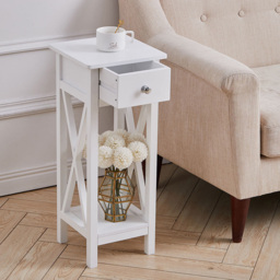 Living and Home Single Drawer Single Shelf Slim Side Table - White - Wilko - thumbnail 7