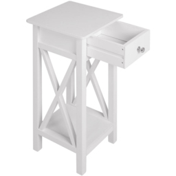 Living and Home Single Drawer Single Shelf Slim Side Table - White - Wilko - thumbnail 5