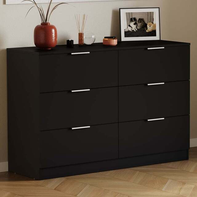 Vida Designs Trega 6 Drawer Black Chest of Drawers - Wilko - image 1