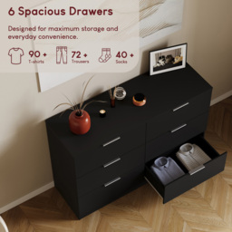 Vida Designs Trega 6 Drawer Black Chest of Drawers - Wilko - thumbnail 7